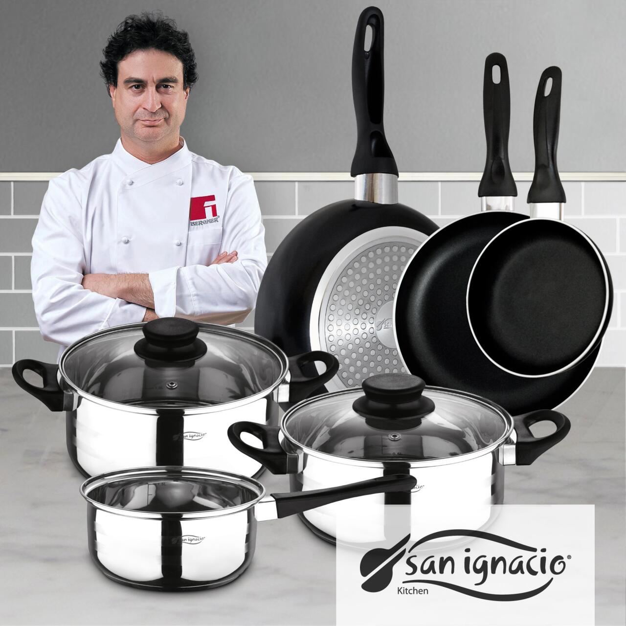 Sartenes 3 pzs y batería de cocina 5 pzs San Ignacio